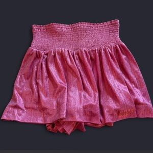Smocked Waist Pink Shimmer Skirt